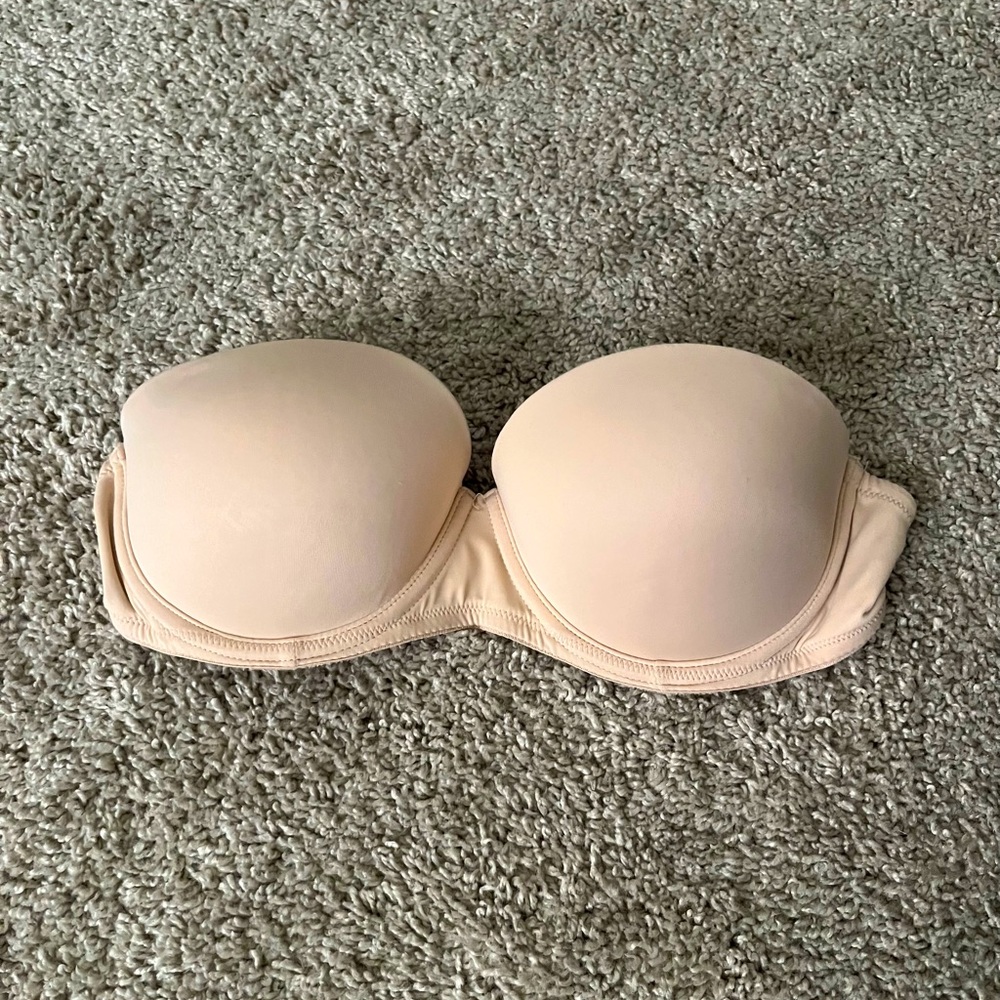 VS Pink Strapless Push Up Bra Tan